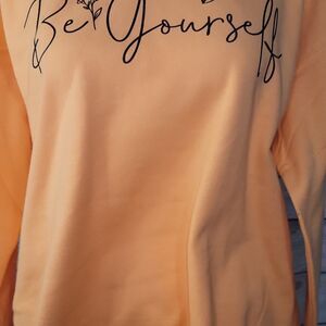 Tultex Be Yourself Quote Graphic Pullover Sweatshirt Women Long Sleeve